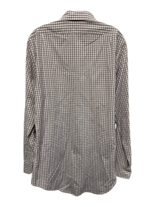 Sid Mashburn Size Est L Gray & White Cotton Gingham Button Up Long Sleeve Shirt Gray & White / Est L