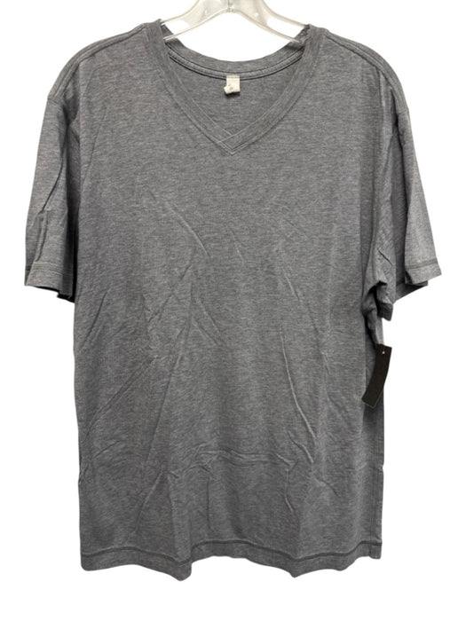 Lululemon Size L Gray Synthetic Solid Athletic V Neck Men's Short Sleeve Gray / L