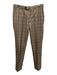 Isaia Size Est 32 Beige Wool Plaid Cuffed Men's Pants Beige / Est 32