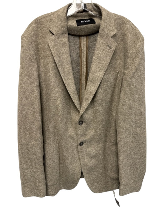 Boss Beige Wool Blend Solid Patch 2 Button Men's Blazer Beige / 42