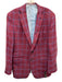 No Brand Magenta & Blue Prnt Wool Blend Windowpane 2 Button Men's Blazer Magenta & Blue Prnt / Est 42