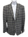 Isaia Gray Wool & Cashmere Blend Plaid 2 Button Men's Blazer Gray / 52L