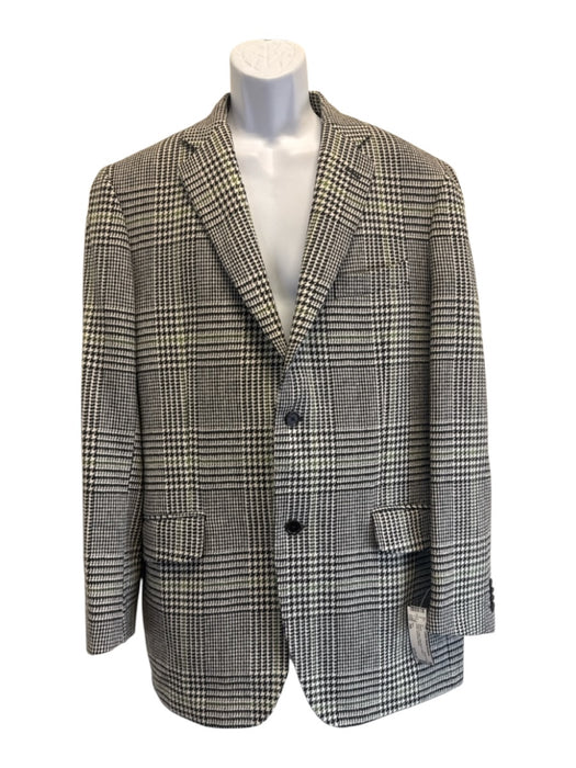Etro Black & Green Wool Blend Plaid 2 Button Men's Blazer Black & Green / 54L