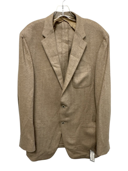Samuelson Beige Wool Blend Herringbone Patch Pocket 2 Button Men's Blazer Beige / 42L