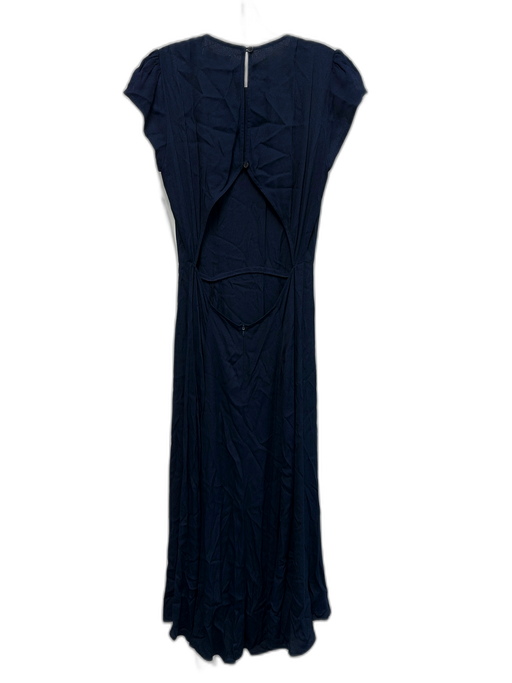 Reformation Size 10 Navy Blue Viscose Blend Cap Sleeve Open Back Back Zip Dress Navy Blue / 10