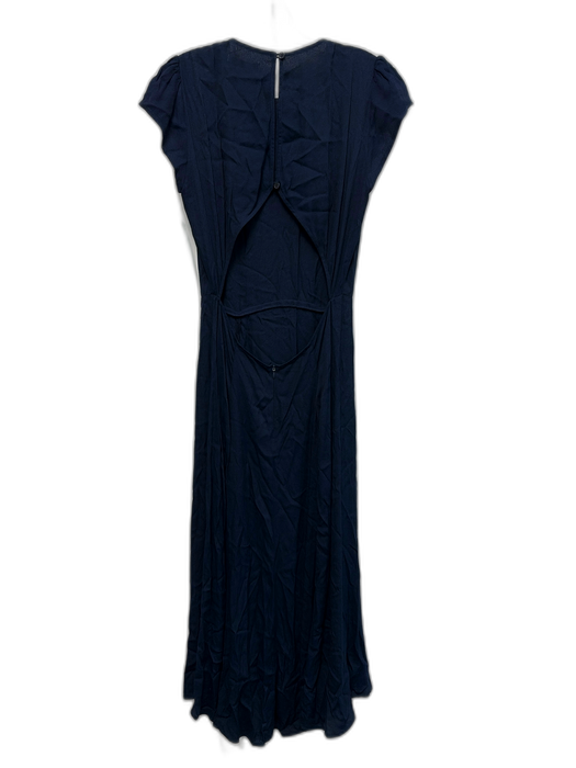 Reformation Size 10 Navy Blue Viscose Blend Cap Sleeve Open Back Back Zip Dress Navy Blue / 10