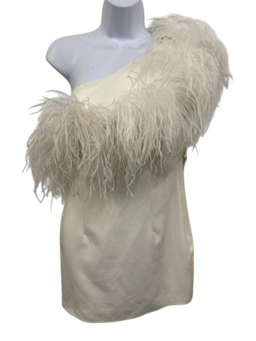 16ARLINGTON Size 10 White Polyester Blend Feather Detail One Shoulder Dress White / 10
