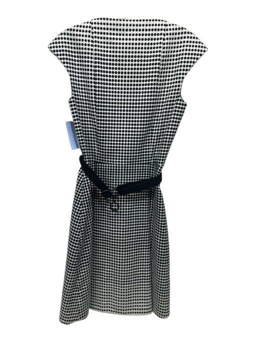 Akris Punto Size 4 White & Black Cotton Blend Sleeveless Quarter Zip Dress White & Black / 4