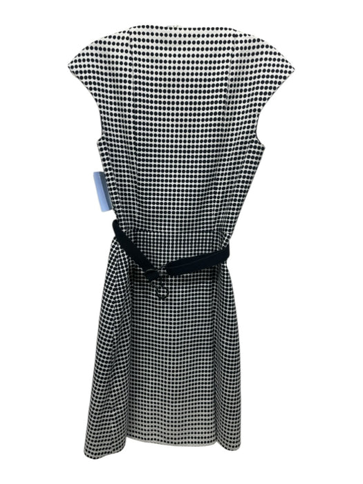 Akris Punto Size 4 White & Black Cotton Blend Sleeveless Quarter Zip Dress White & Black / 4