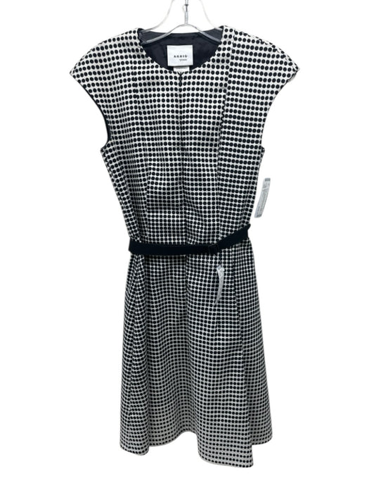 Akris Punto Size 4 White & Black Cotton Blend Sleeveless Quarter Zip Dress White & Black / 4