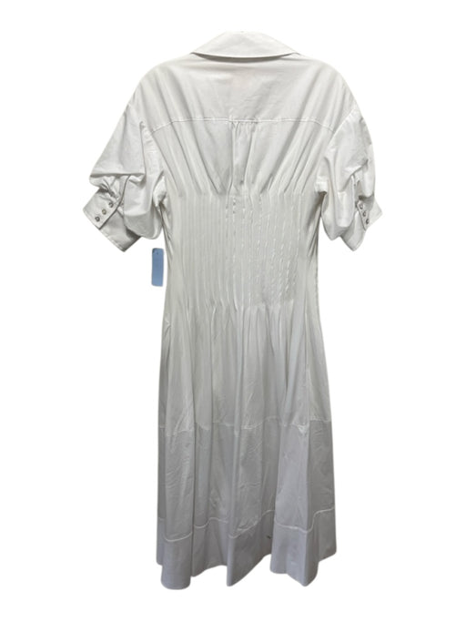 Cinq a Sept Size 4 White Cotton Blend Collared Short Puff Sleeve Dress White / 4