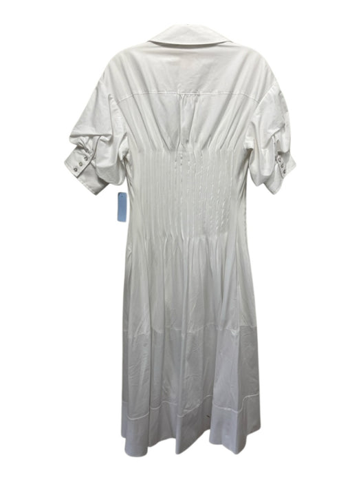 Cinq a Sept Size 4 White Cotton Blend Collared Short Puff Sleeve Dress White / 4