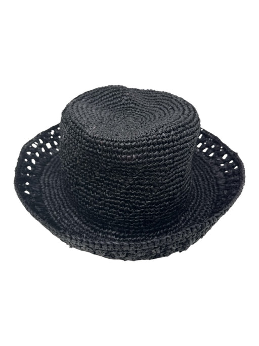 Vince Black Raffia Straw Woven Bucket Hat Black / L/XL