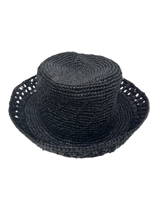 Vince Black Raffia Straw Woven Bucket Hat Black / L/XL