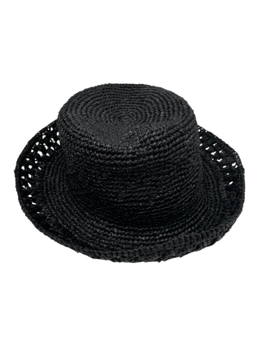Vince Black Raffia Straw Woven Bucket Hat Black / L/XL
