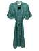 Figue Size S Turquoise & Black Silk Floral & Leaf Print Short Sleeve Dress Turquoise & Black / S