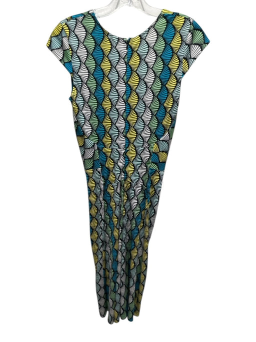 Issa London Size S / 6 Blue, Green & Black Silk Scallop Print V Neck Dress Blue, Green & Black / S / 6