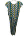 Issa London Size S / 6 Blue, Green & Black Silk Scallop Print V Neck Dress Blue, Green & Black / S / 6