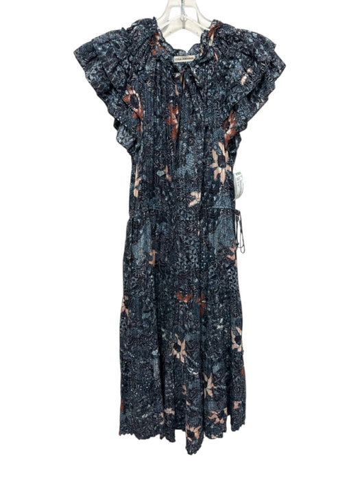 Ulla Johnson Size s / 4 Blue, Beige & White Cotton & Viscose Side Ties Dress Blue, Beige & White / s / 4