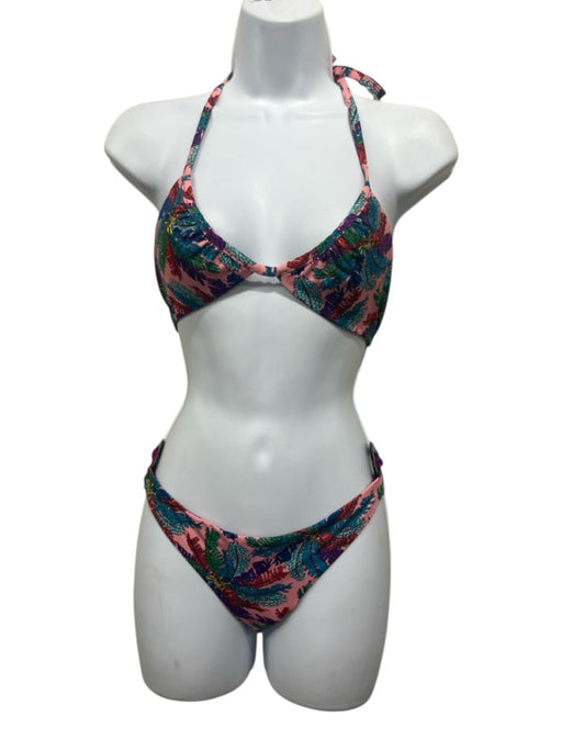 Emilio Pucci Size S Purple, Blue & Multi Polyamide Blend Halter Tie Swimsuit Purple, Blue & Multi / S