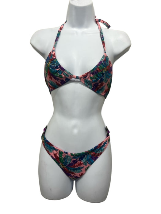 Emilio Pucci Size S Purple, Blue & Multi Polyamide Blend Halter Tie Swimsuit Purple, Blue & Multi / S
