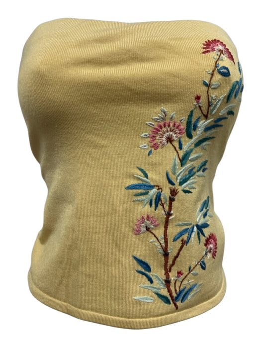 Ralph Lauren Size M Yellow, Pink & Blue Silk Blend Embroidered Flowers Knit Top Yellow, Pink & Blue / M