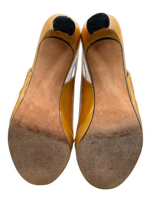 Stuart Weitzman Shoe Size 8 Mustard Yellow Patent Leather Peep Toe Pumps Mustard Yellow / 8