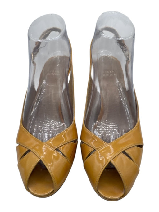 Stuart Weitzman Shoe Size 8 Mustard Yellow Patent Leather Peep Toe Pumps Mustard Yellow / 8