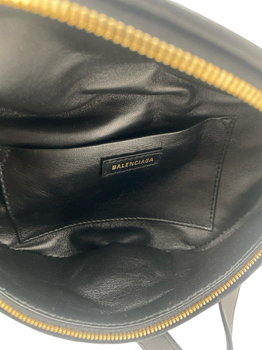 Balenciaga Black Leather & Velvet Crystal Embellishments Chain Strap Bag Black / XS