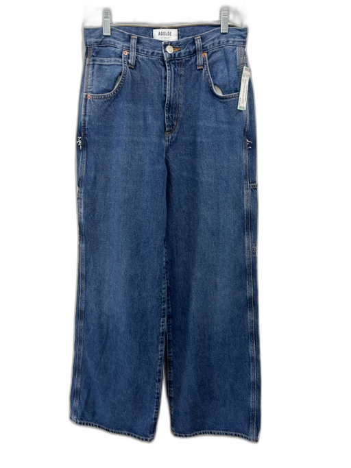 Agolde Size 25 Medium Wash Cotton Denim Zip Fly High Rise Cargo Wide Leg Jeans Medium Wash / 25