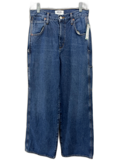 Agolde Size 25 Medium Wash Cotton Denim Zip Fly High Rise Cargo Wide Leg Jeans Medium Wash / 25