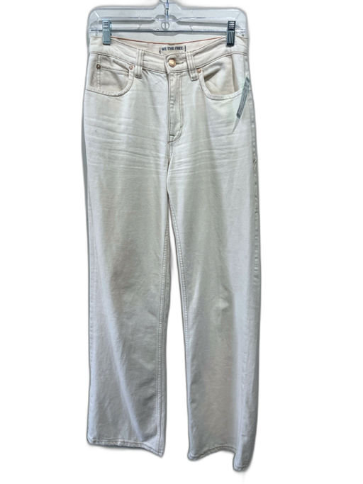 We The Free Size 25 Cream Cotton Denim Zip Fly High Rise Wide Leg Jeans Cream / 25