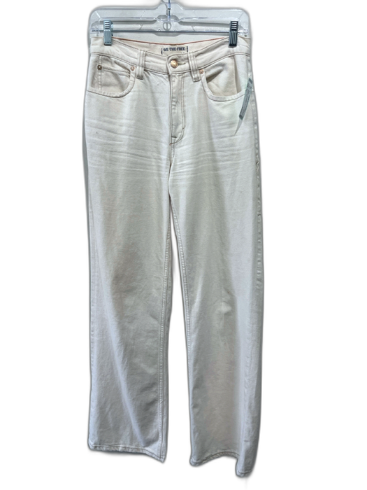 We The Free Size 25 Cream Cotton Denim Zip Fly High Rise Wide Leg Jeans Cream / 25