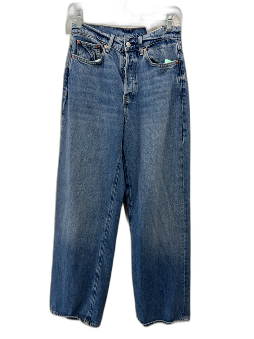 Buck Mason Size 26 Medium Wash Cotton Denim Button Fly High Rise Wide Leg Jeans Medium Wash / 26