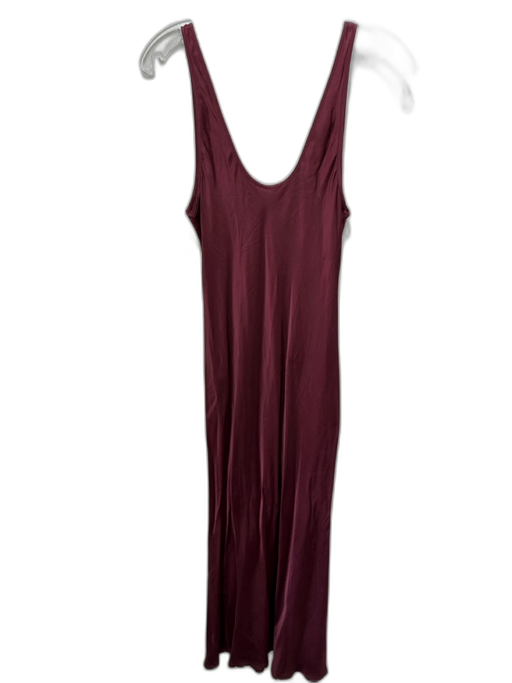 L'agence Size M Burgundy Red Viscose & Rayon Sleeveless Satin Scoop Neck Dress Burgundy Red / M