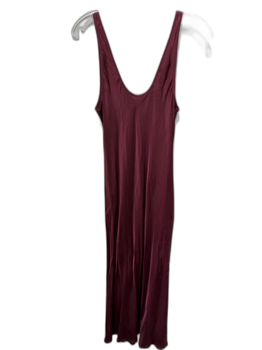 L'agence Size M Burgundy Red Viscose & Rayon Sleeveless Satin Scoop Neck Dress Burgundy Red / M