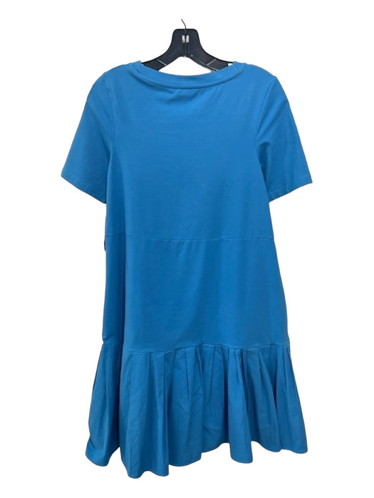 COS Size XS Sky Blue Cotton Round Neck Short Sleeve Pleated Hem Below knee Dress Sky Blue / XS