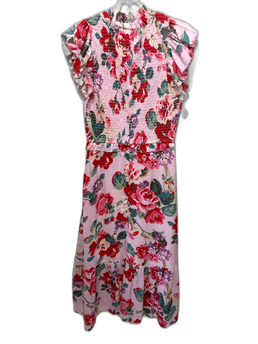 Sea New York Size S Pink, Red, Multi Silk Ruffle Cap Sleeve Floral Dress Pink, Red, Multi / S
