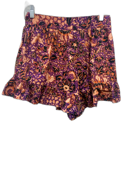 Ulla Johnson Size 6 Purple, Black & Orange Cotton Side Zip All Over Print Skirt Purple, Black & Orange / 6