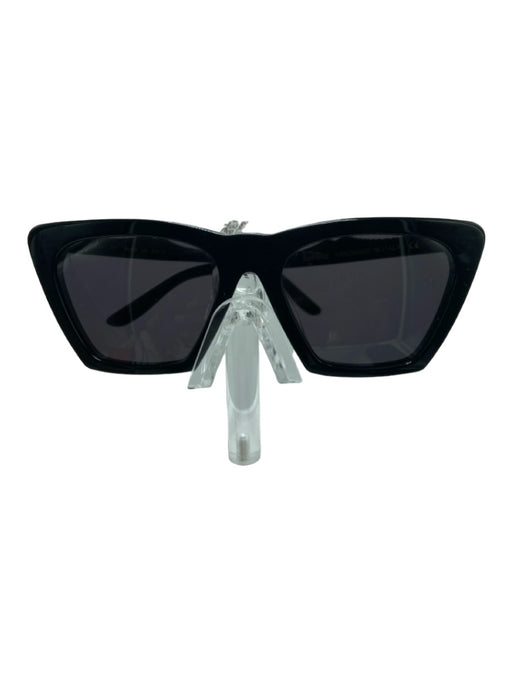 illesteva Black Acetate Wayfarer Black Lens Angular Sunglasses Black