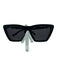 illesteva Black Acetate Wayfarer Black Lens Angular Sunglasses Black