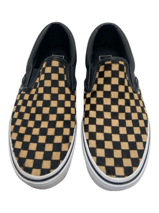 Vans Shoe Size 9 Black & Beige Pony Hair Checkered Round Toe Slip On Sneakers Black & Beige / 9