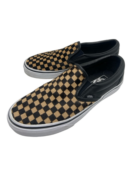 Vans Shoe Size 9 Black & Beige Pony Hair Checkered Round Toe Slip On Sneakers Black & Beige / 9