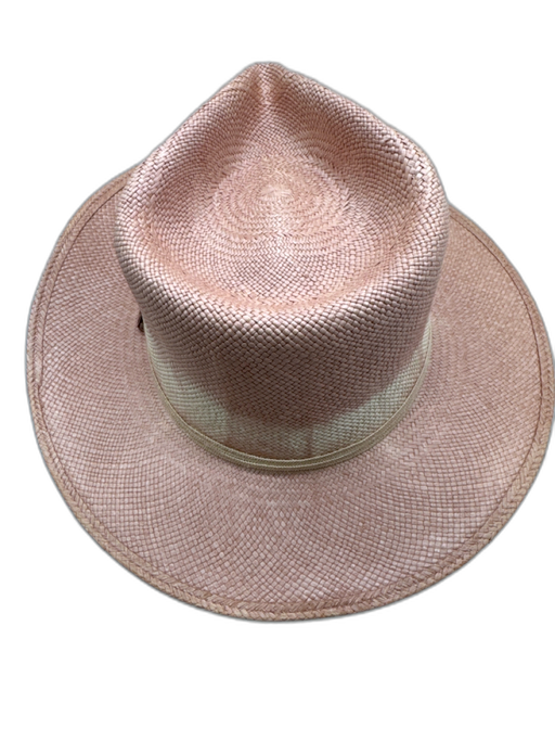 Goorin Bros Pale Pink & Cream Straw Woven Straw Ribbon Detail Fedora Hat Pale Pink & Cream / Small