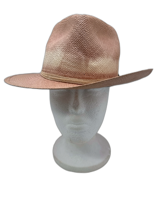 Goorin Bros Pale Pink & Cream Straw Woven Straw Ribbon Detail Fedora Hat Pale Pink & Cream / Small