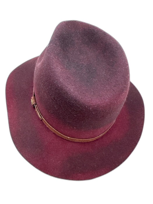 Goorin Bros Burgundy & Black Wool Felt Ombre Suede Cord Fedora Hat Burgundy & Black / Small
