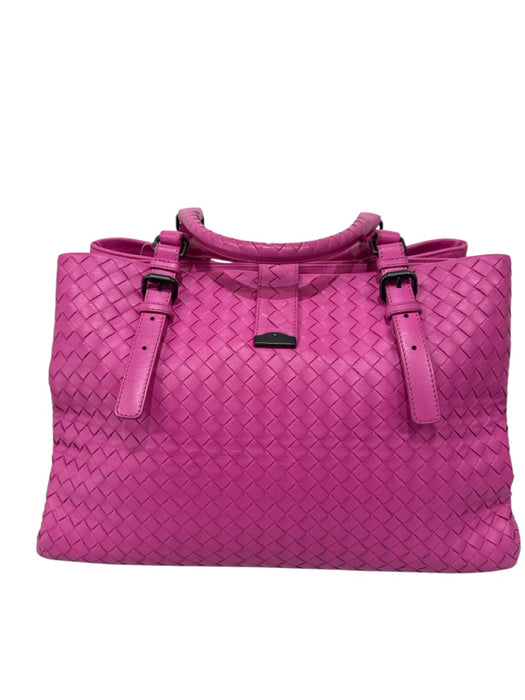 Bottega Veneta Bubblegum Pink Leather Intrecciato Weave Gunmetal Hardware Bag Bubblegum Pink / Medium
