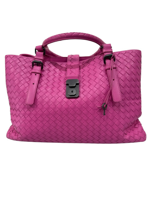 Bottega Veneta Bubblegum Pink Leather Intrecciato Weave Gunmetal Hardware Bag Bubblegum Pink / Medium