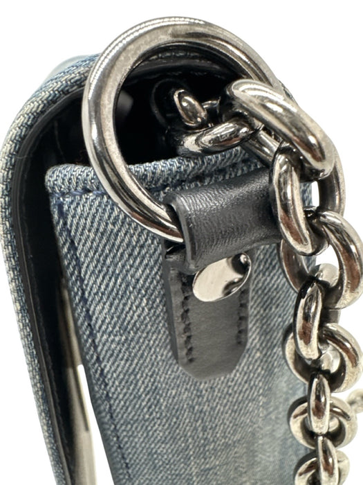 Tom Ford Medium Wash Cotton Denim Leather Detail Gunmetal Hardware Crossbody Bag Medium Wash / M