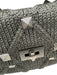 Valentino Garavani Silver Leather & Knit Studded Diamond Chain Strap Bag Silver / M